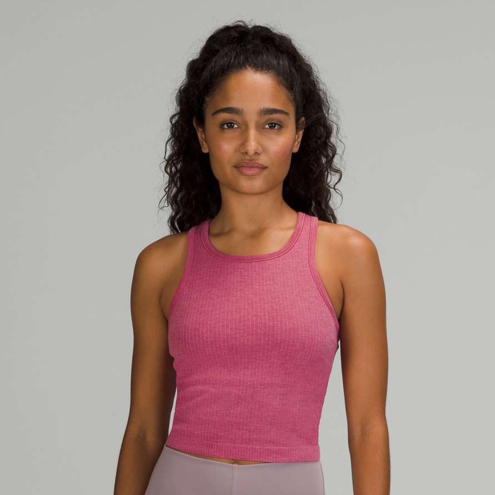 Lululemon Ebb To Street Racerback Crop Tank Top in Pink Lychee